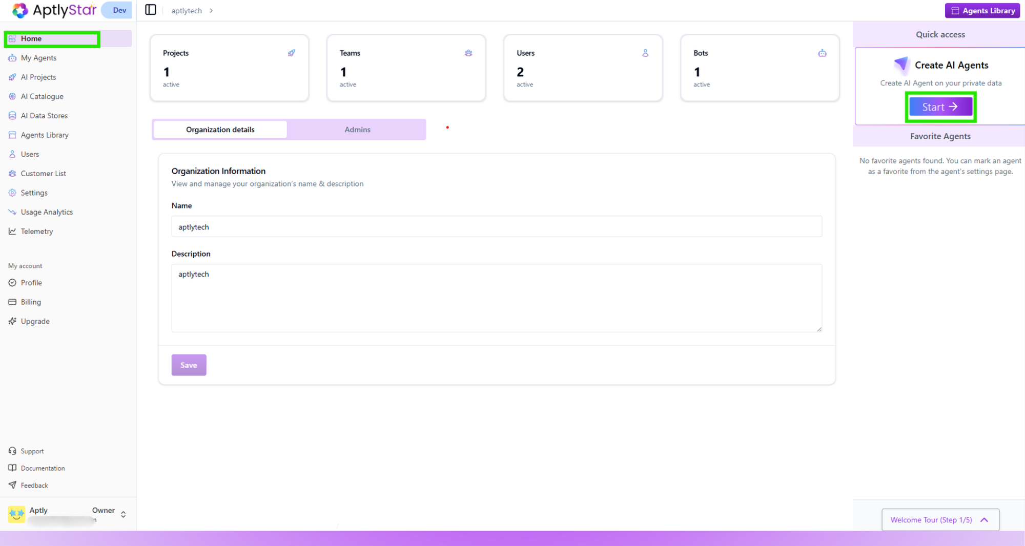 Creating AI Agent - AptlyStar.ai Documentation